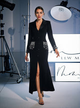 Hassan Rhinestone Blazer Dress In Black