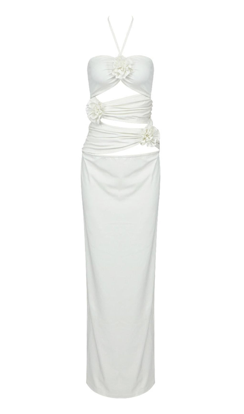 BANDAGE CUT OUT MAXI DRESS IN WHITE