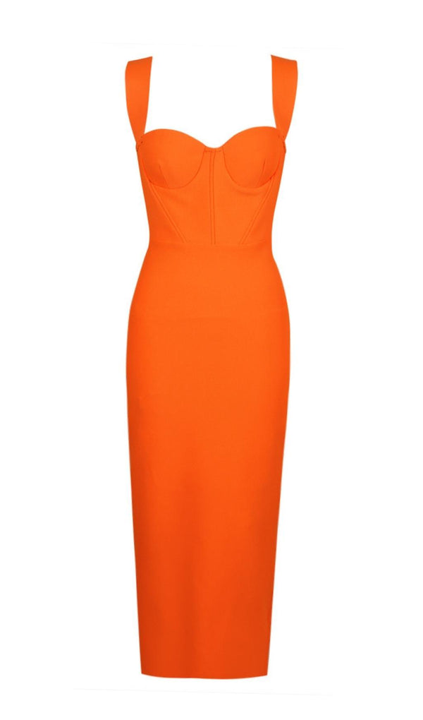 BANDAGE MIDI DRESS IN ORANGE