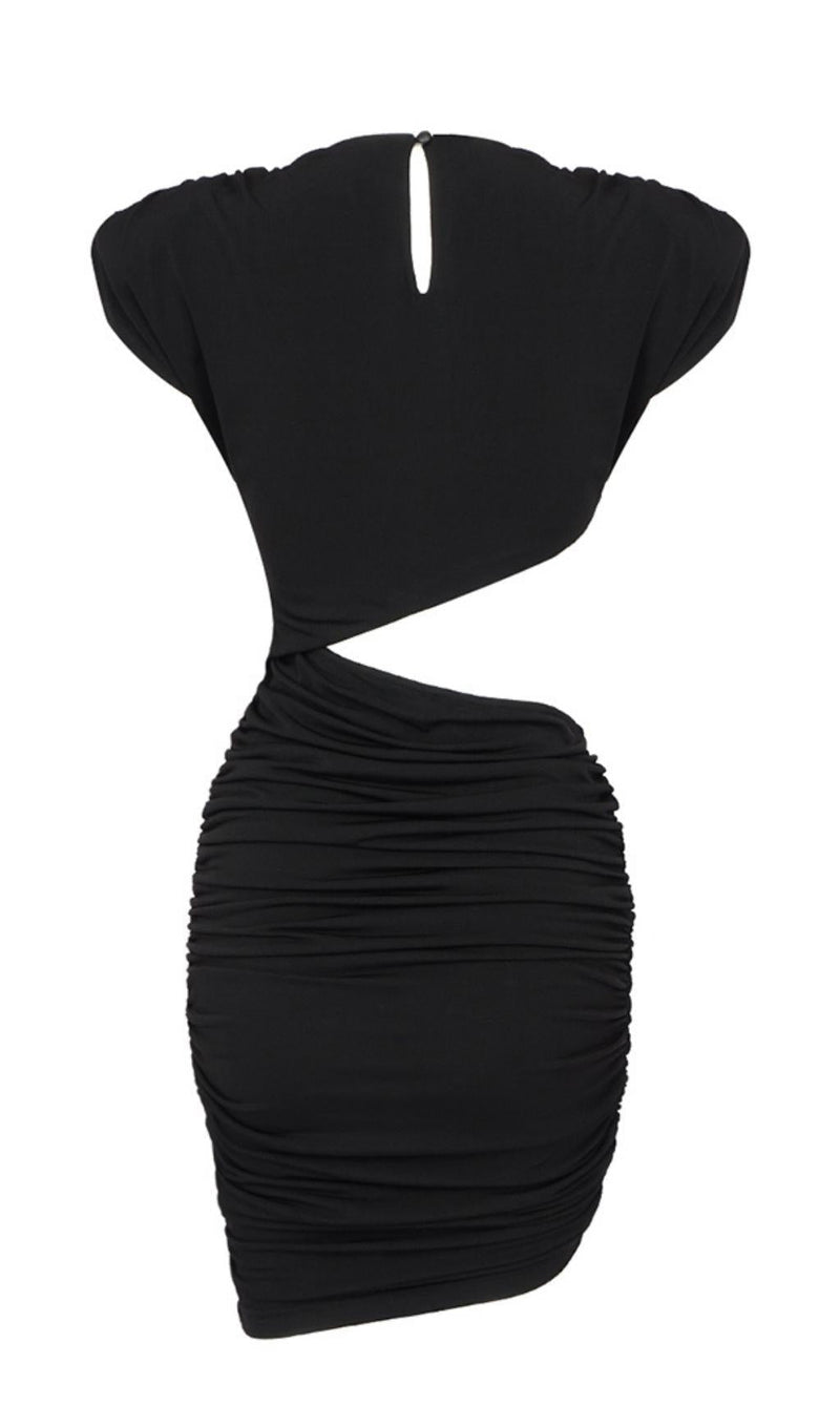 CUT OUT RUCHED MINI DRESS