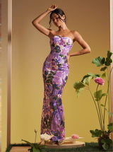 Nakoa Strapless Sequin Embroidered Maxi Dress