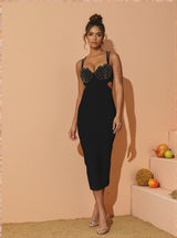 Coretta Pearl Coutout Bandage Dress In Black