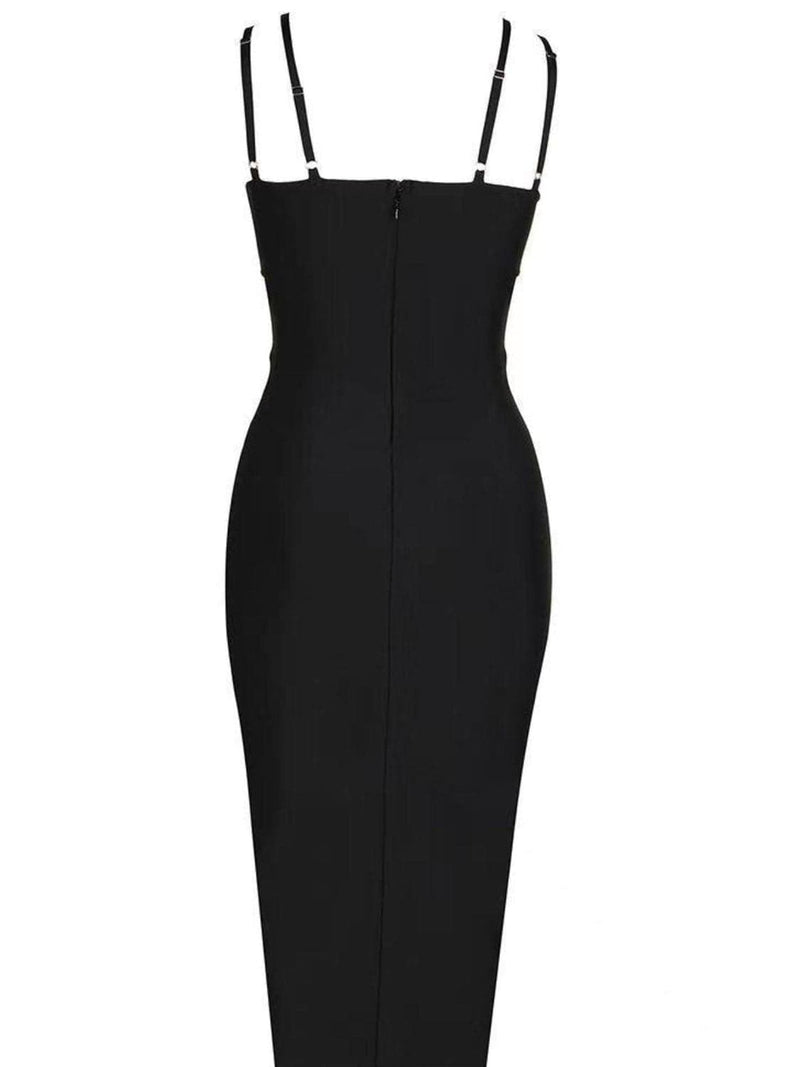 Coretta Pearl Coutout Bandage Dress In Black