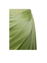 PRISA LIME HIGH SLIT SATIN CORSET GOWN