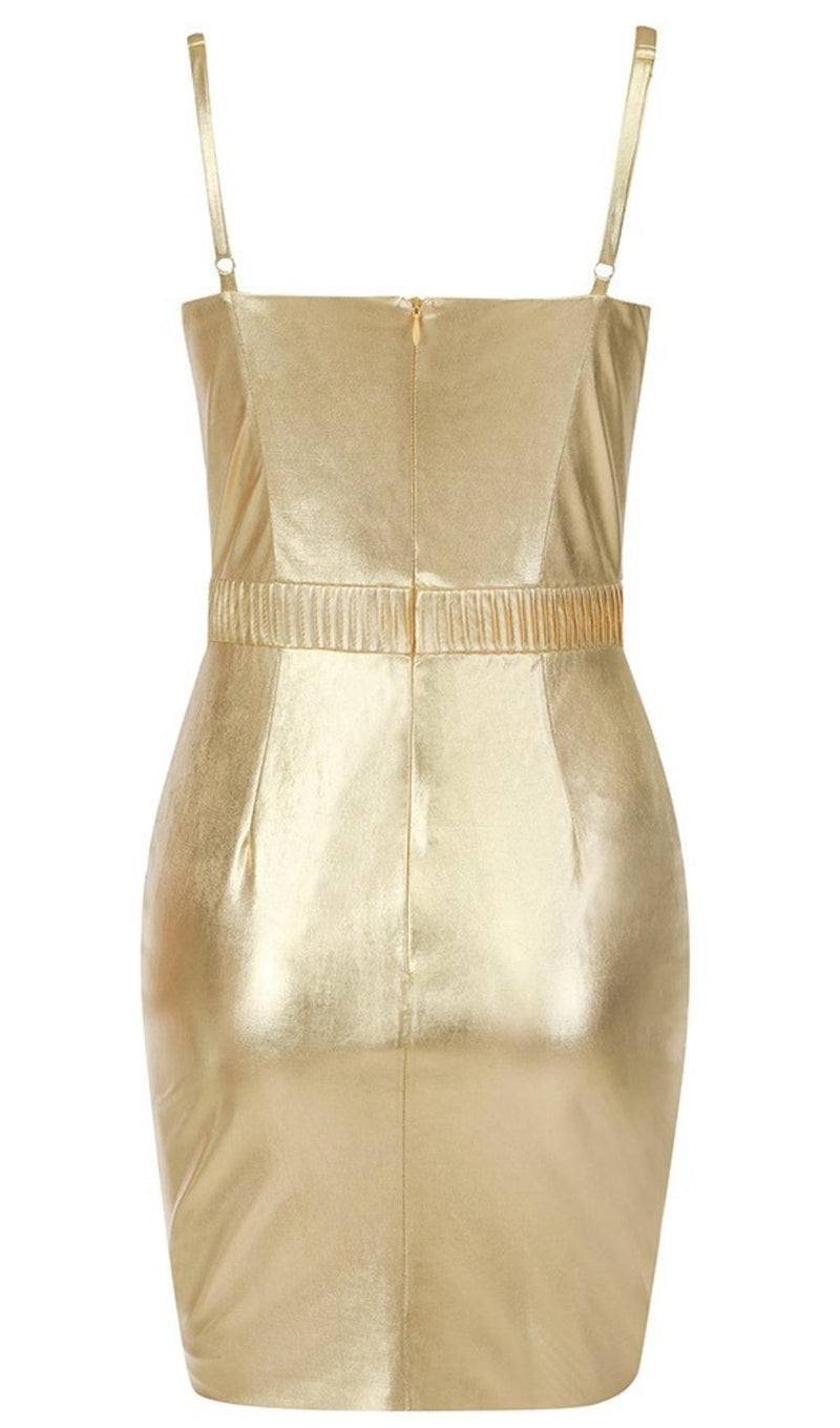 BANDAGE BODYCON MINI DRESS IN GOLD