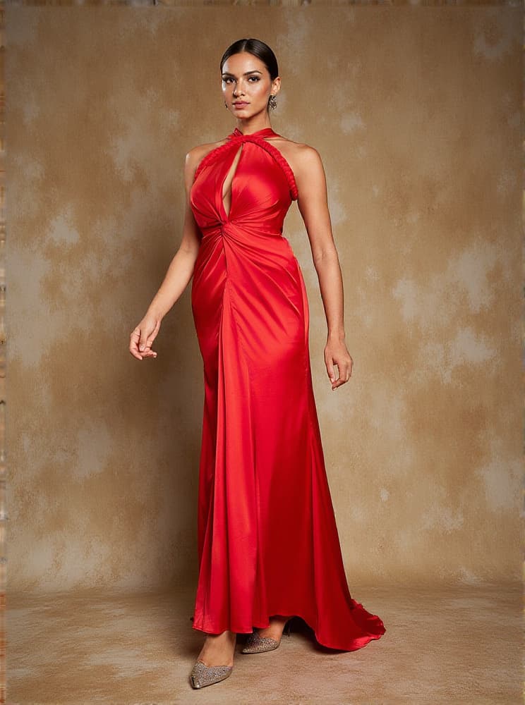 Samson Halterneck Satin Maxi Dress