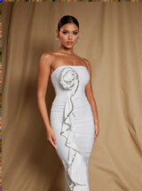 Amil Strapless Flower Rhinestone Bandage Dress