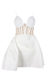 CORSET UMBRELLA SHAPED MINI DRESS IN WHITE