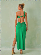 Berenice One Shoulder Cutout Maxi Dress In Green