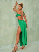 Berenice One Shoulder Cutout Maxi Dress In Green