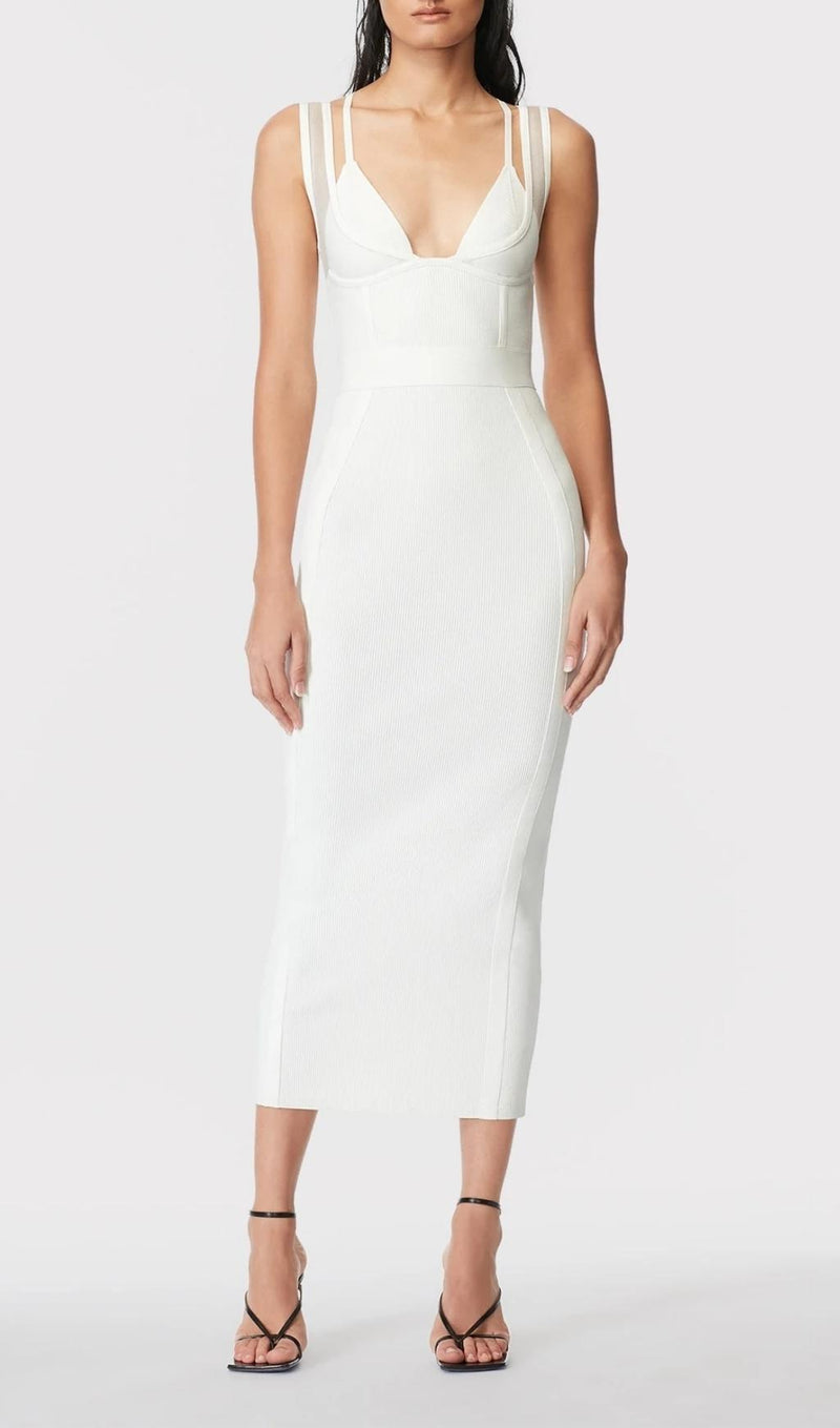 DEEP V MAXI DRESS IN WHITE