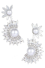 Alaya Floral Rhinstone Pearl Earrings