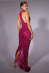 Abrielle Diamante Halter Neck Mermaid Dress