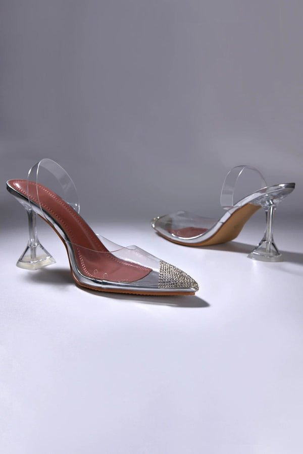 Carolyn Point Transparent Crystal Heels