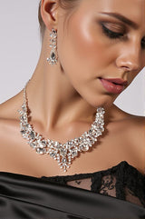 Wendy Rhinestone Cubic Necklace With Earrings