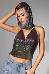 Adriane Sequin Top with Headscarf