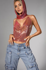 Adriane Sequin Top with Headscarf