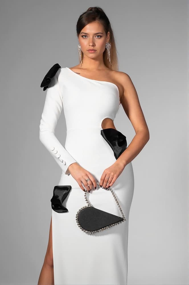 Bryliee High Slit Bow Dress