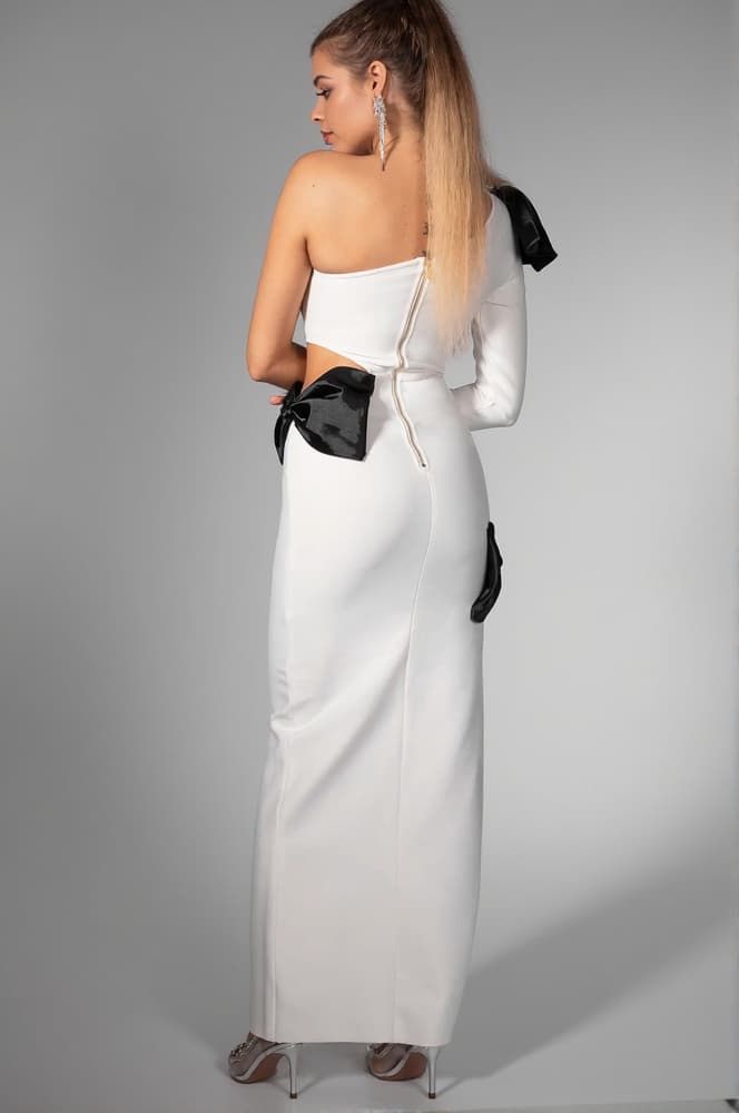 Bryliee High Slit Bow Dress