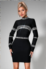 Cady Rhinestone Black Bandage Dress