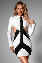 Elvira Black & White Color Block Cutout Dress