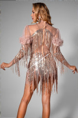 Brionie Sequin Fringe Flower Dress