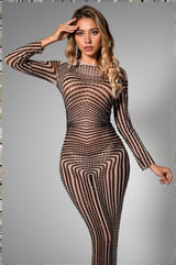 Brittyn Diamond Stripe Mesh Dress