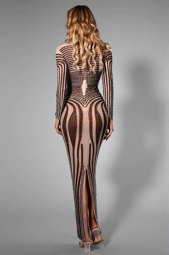 Brittyn Diamond Stripe Mesh Dress