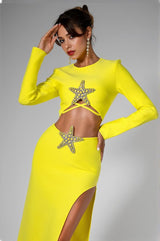 Daela Star Hight Slit 2 Piece Dress Set