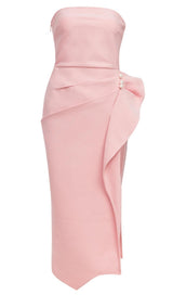 STRAPLESS MIDI DRESS IN PINK