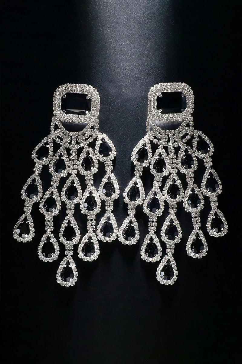 Annalysah Diamond Floral Fringe Earrings