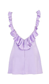 SATIN RUFFLE MINI DRESS