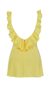 SATIN RUFFLE MINI DRESS