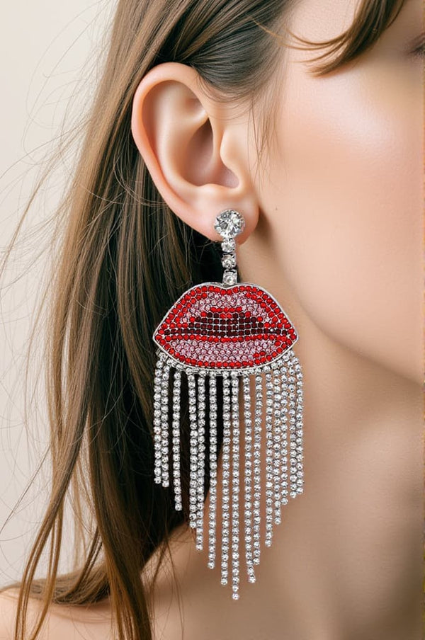 Annalyssia Lips Fringe Diamond Earrings