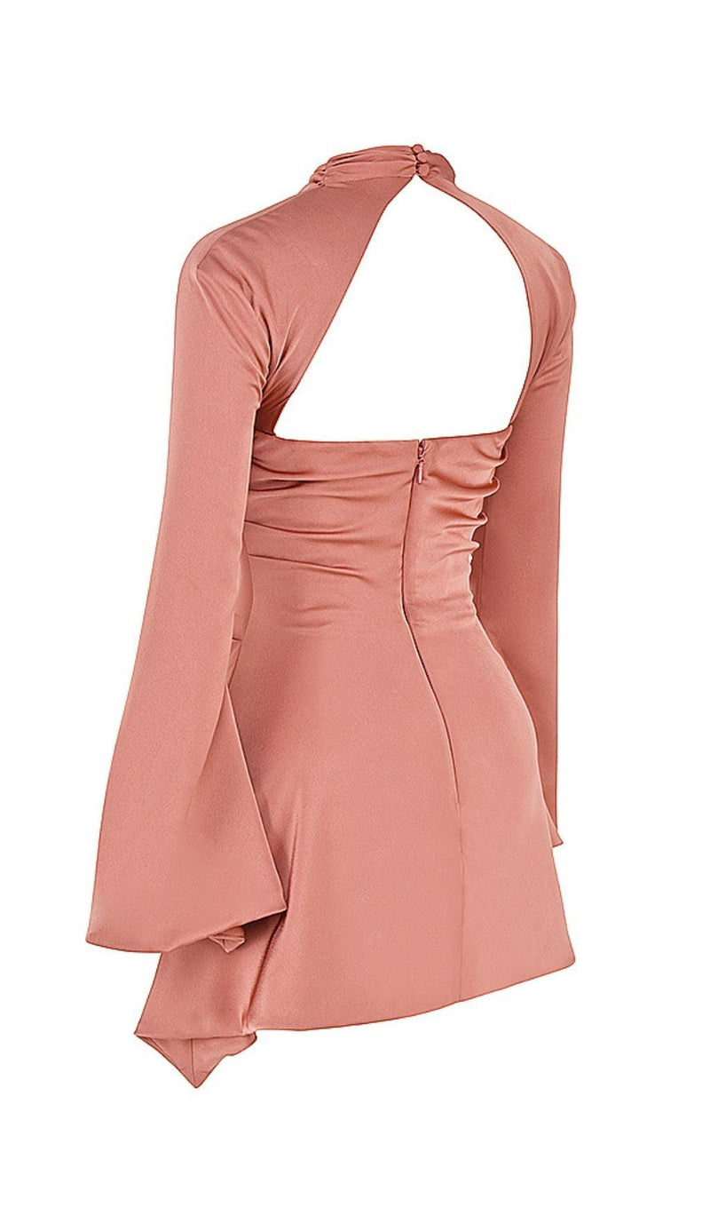 DRAPED CORSET MINI DRESS IN ROSE PINK