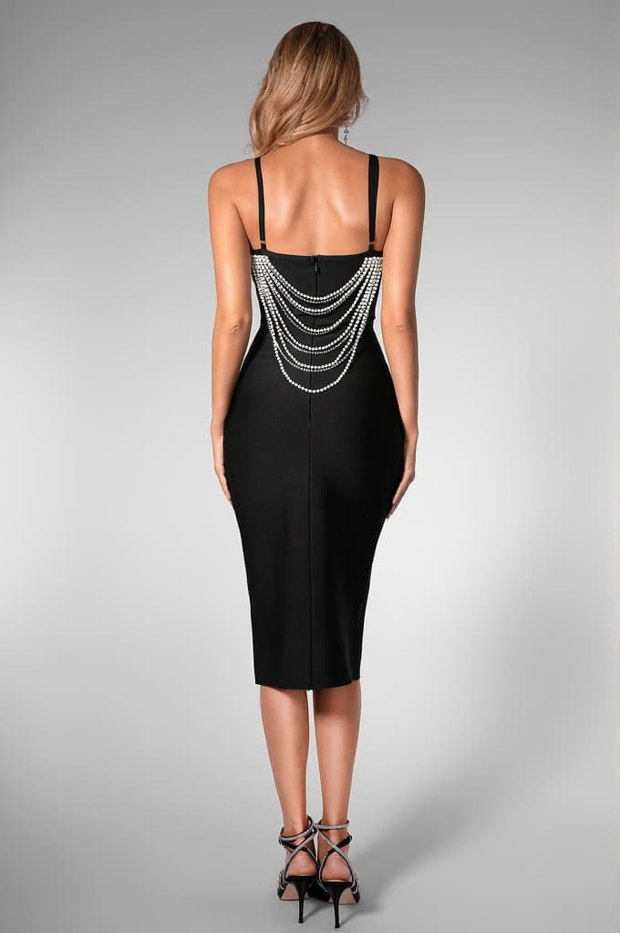 Brandalynn Pearl Strap Chain Dress