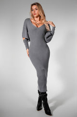 Dajahnae Grey Knit Sweater Dress