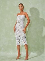 Despina White Lace Midi Dress