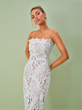 Despina White Lace Midi Dress