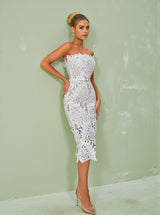 Despina White Lace Midi Dress