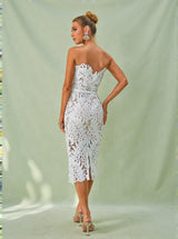 Despina White Lace Midi Dress