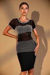 Ilana Pearl Mesh Black Dress