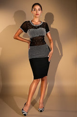 Ilana Pearl Mesh Black Dress