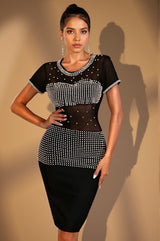 Ilana Pearl Mesh Black Dress