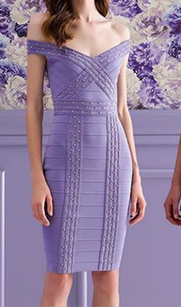 VIOLET BANDAGE MINI DREES