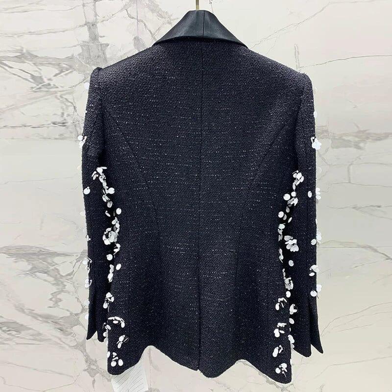 BLACK 3D BEAD FLORAL JACKET