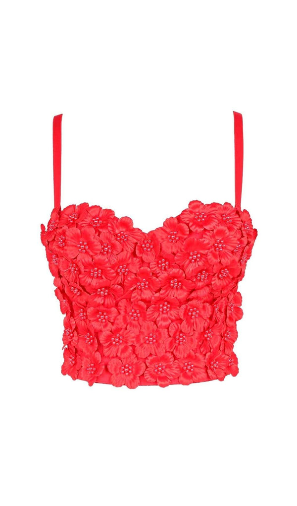 RED FLOWER CORSET TOP