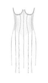 WHITE CRYSTAL TASSELS CORSET