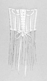 WHITE CRYSTAL TASSELS CORSET