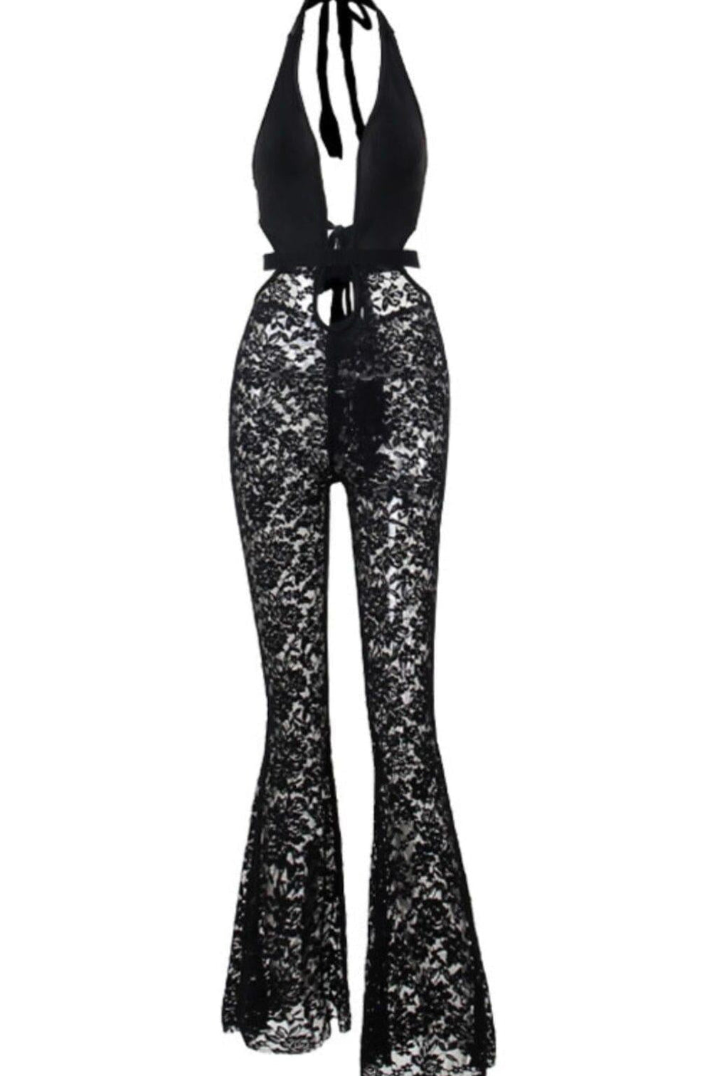 BACKLESS CUTOUT LACE JUMPSUIT